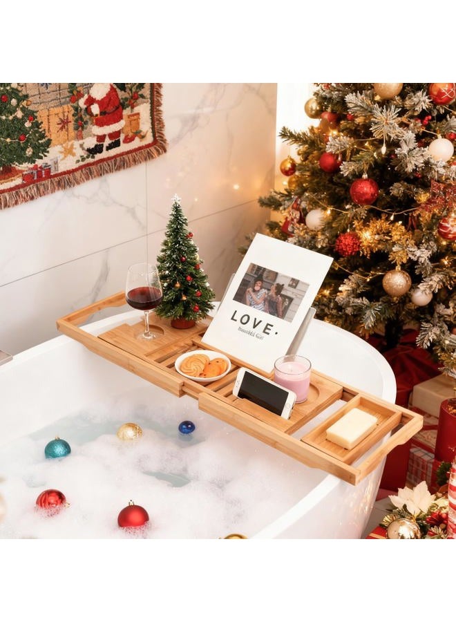 Utoplike Luxury Bamboo Bathtub Caddy and Bathtub Tray with Extending Sides?The Distinctive Design is Closer to Your Life (1 Sliding Tray) - Image 4